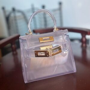 Mini Transparent Luxury Handbag Clutch Crossbody with Gold Accents